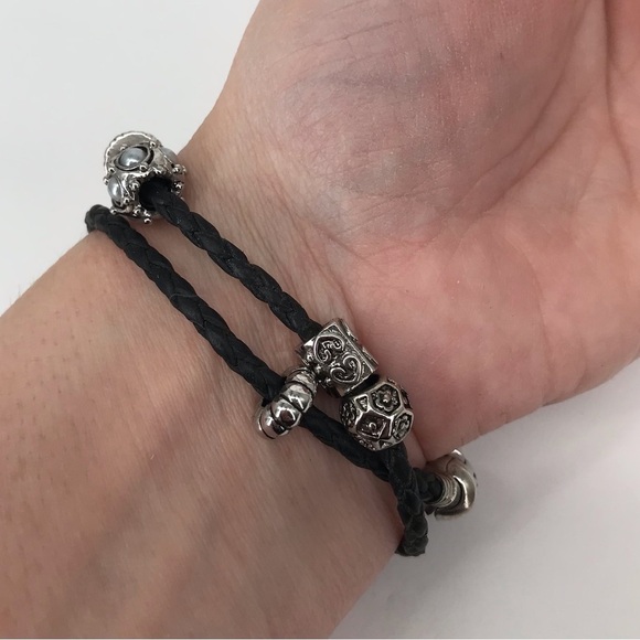 Pandora Leather Double Wrap Bracelet with 1 Charms! - Picture 9 of 12